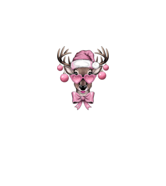 Pink Xmas Reindeer model alb pe tricou