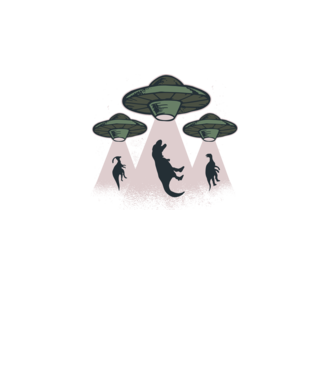 Alien OZN dinozaur model turcoaz pe tricou