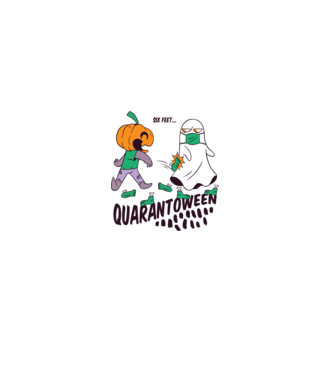Quarantoween model alb pe tricou
