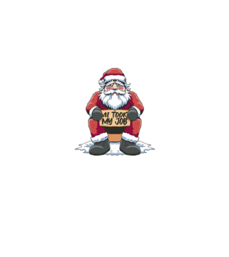 AI took my job Santa model negru pe tricou
