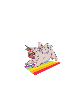 Pugicorn - mops unicorn model albastru închis pe tricou