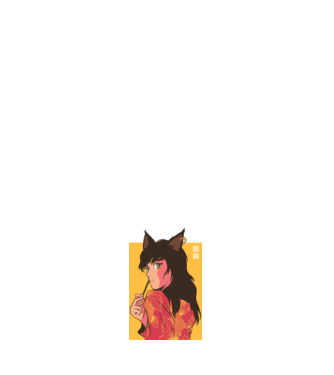 Pisică Fată Anime model alb pe tricou