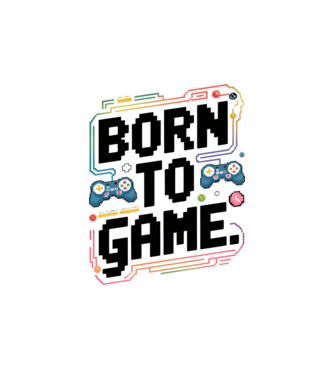 Born to Game Pixel Alb model alb pe tricou