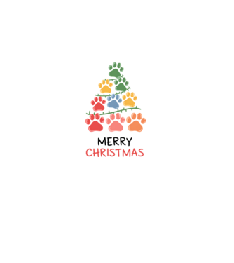 Merry Christmas Paws Alb model alb pe tricou