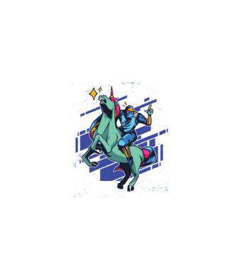Unicorn Ninja model turcoaz pe tricou