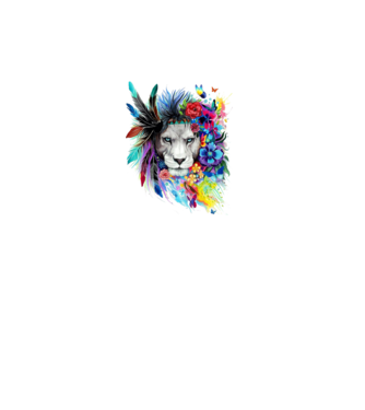 lion color jungle model alb pe tricou