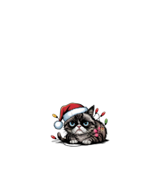 Christmas Spirit Grumpy Cat Negru model alb pe tricou