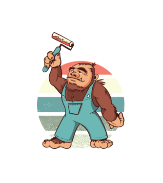 Zugrav Yeti model alb pe tricou