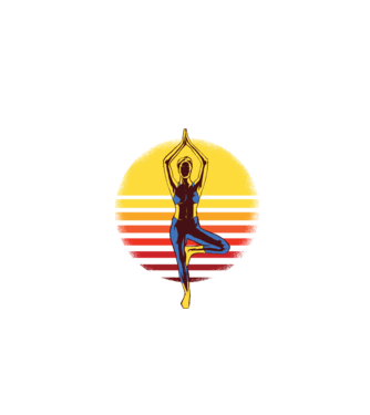 Retro yoga model negru pe tricou
