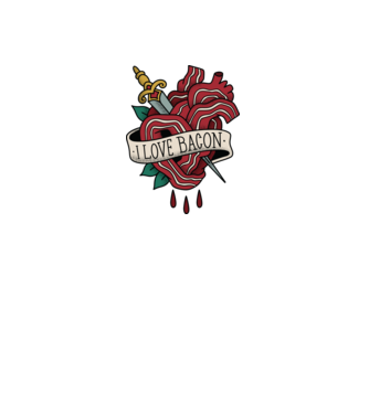 Love Bacon Tatuaj model alb pe tricou