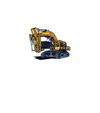 Excavator model gri pe tricou