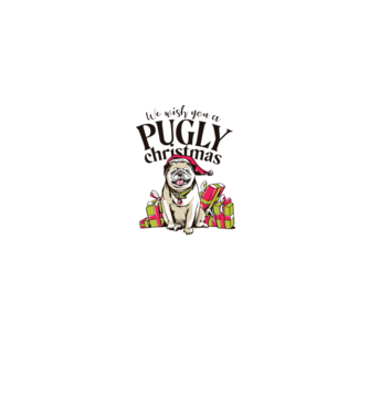 We wish You a Pugly Christmas tricou cu mops model gri pe tricou