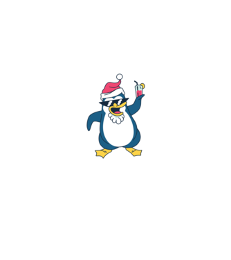 Pinguin de Crăciun model albastru regal pe tricou