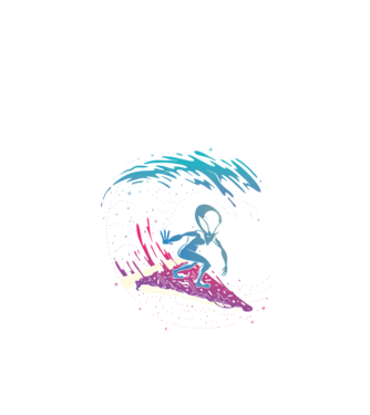 Alien Pizza Surf tricou amuzant model negru pe tricou