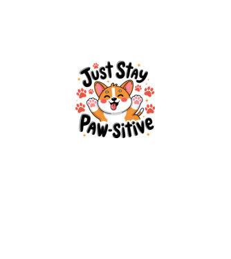 Just Stay Paw-sitive Alb model alb pe tricou