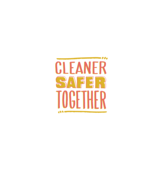 Cleaner Safer Together model alb/roșu pe tricou