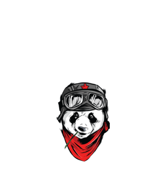 Panda Gerilla model negru pe tricou