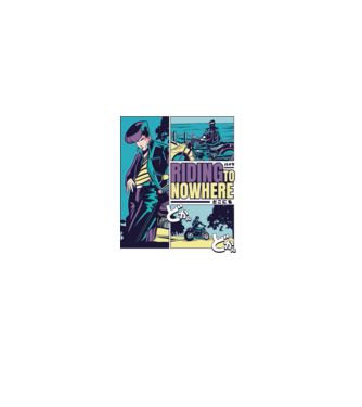 Anime Vaporwave Riding Nowhere model albastru deschis pe tricou