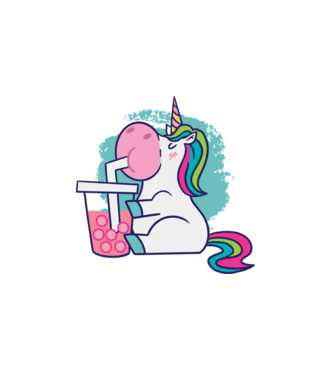 Unicorn Bubble Tea model alb pe tricou