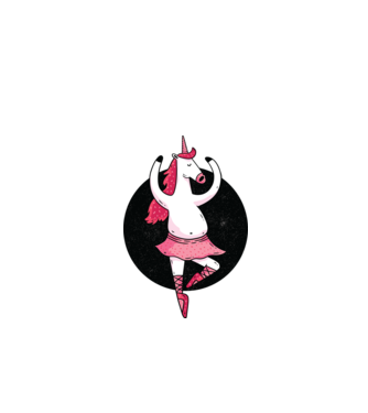 Unicorn Balet model alb pe tricou