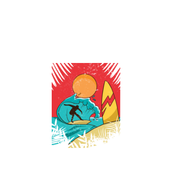 Afiș Surf model negru pe tricou