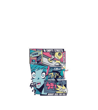 Anime Vaporwave Benzi desenate Skateboard model negru pe tricou