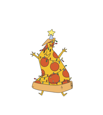 Pizza pom de Crăciun model alb pe tricou