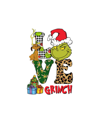 Love Grinch model alb pe tricou
