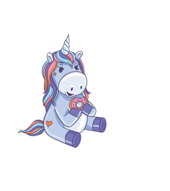 Unicorn cu gogoașă model albastru deschis pe tricou