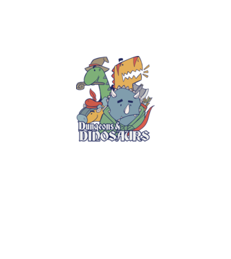 Dungeons and Dinosaurs model gri închis pe tricou