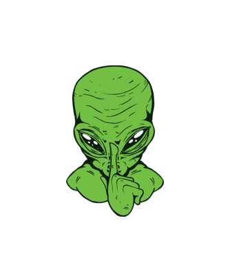 Alien Psst model alb pe tricou