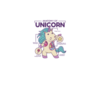 Unicorn Anatomie model alb pe tricou