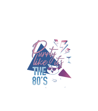 'Purrty Like it''s the 80''s' model negru pe tricou