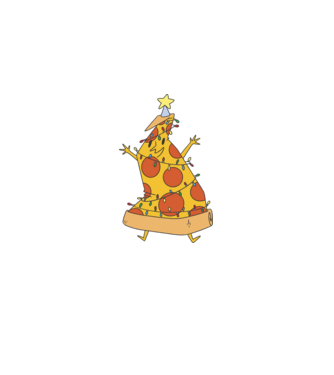 Pizza pom de Crăciun model kaki pe tricou