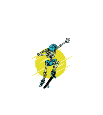 Schelet Skateboarder model alb pe tricou