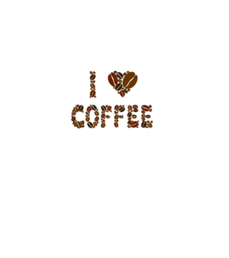 I Love Coffee model alb pe tricou