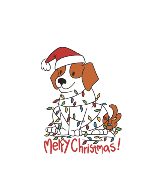 Beagle Crăciun Fericit! model alb pe tricou