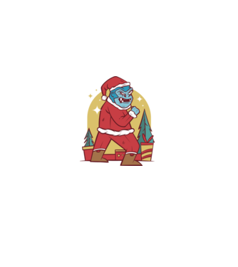 Gorila Santa model alb pe tricou