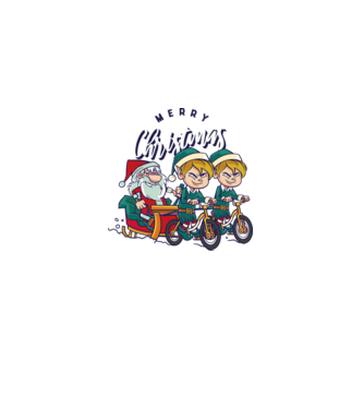 Merry Christmas Moș Crăciun cu sanie cu bicicletă model albastru deschis pe tricou