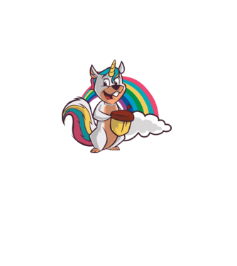 Unicorn drăguț Veveriță model alb pe tricou