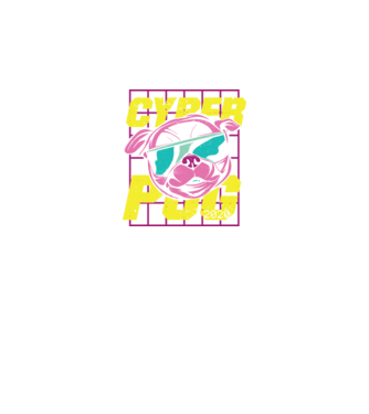 Mops Cyber Pug model negru pe tricou