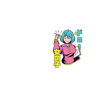 Anime fată desenând model galben neon pe tricou