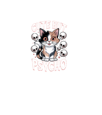 Cute, but Psycho pisică Negru model negru pe tricou
