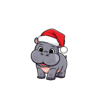 Crăciun Hippo model alb pe tricou