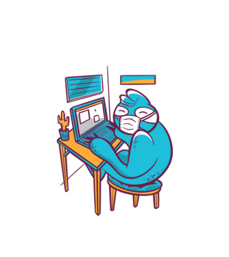 Leneș Home Office model alb pe tricou