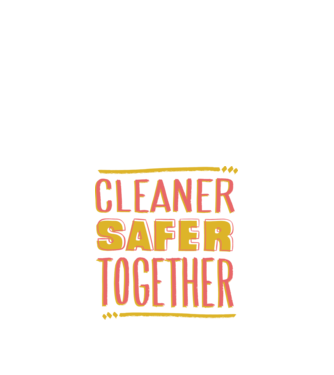 Cleaner Safer Together model alb pe tricou