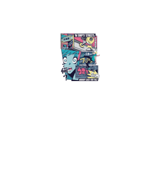 Anime Vaporwave Benzi desenate Skateboard model negru pe tricou