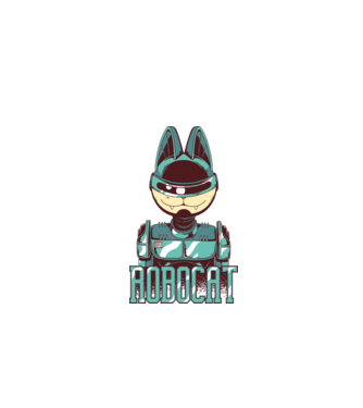 Robocat - Pisică Robot model alb pe tricou