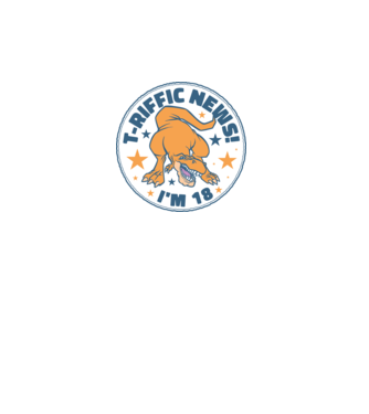 'T-rex Terrific news i''m 18' model turcoaz pe tricou
