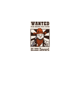 Wanted for being too cute Cowboy cu pisică model negru pe tricou
